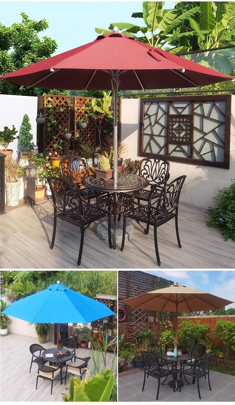 Outdoor Beach Hotel Swimming Pool Garden Wood Print Beach Umbrella Parasol With Tilt And Crank