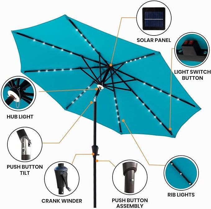 Outdoor Swimming Pool Umbrella Retractable Sunshade Parasol Beach Patio Umbrella