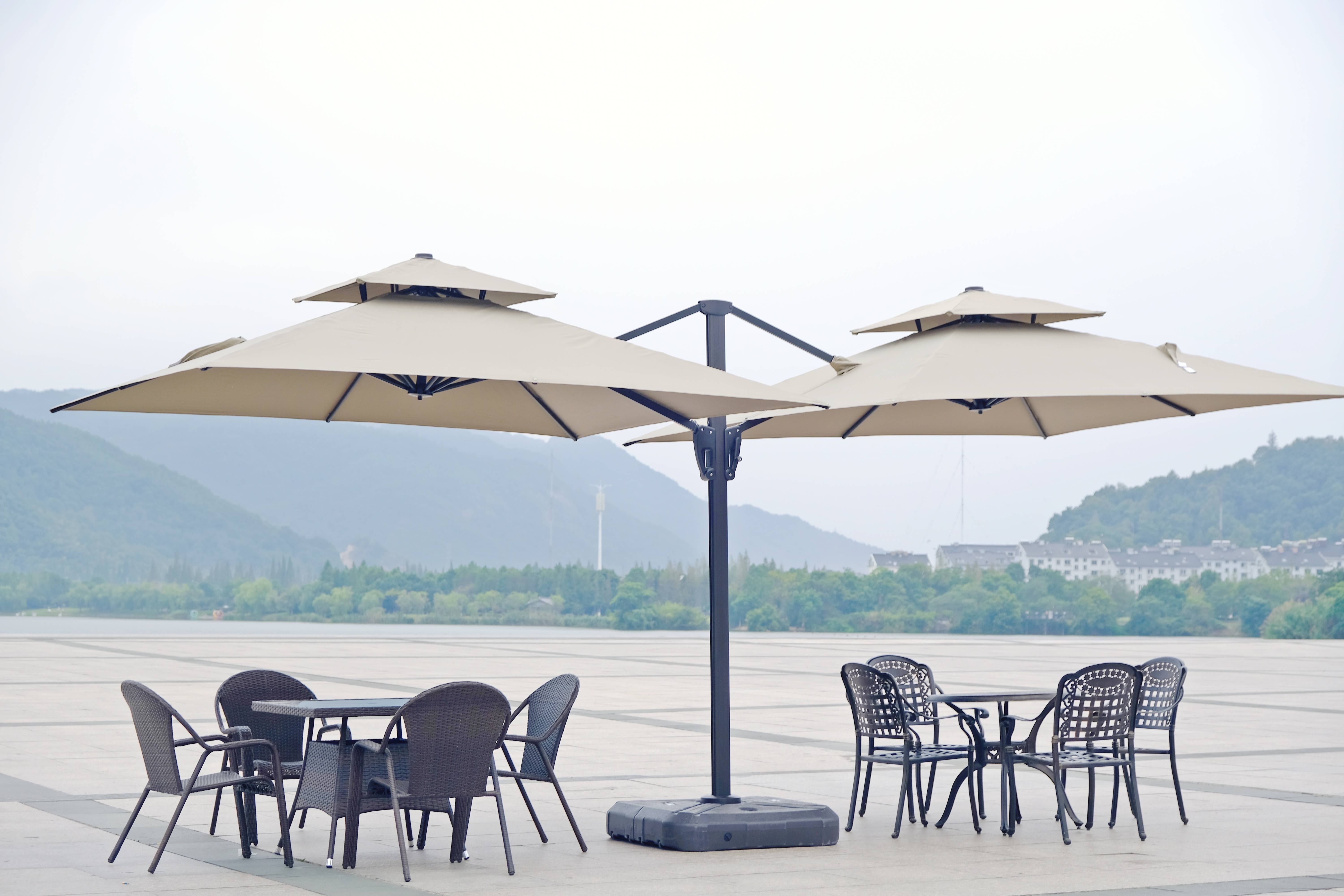 Twin Double-Sided Sunshade Garden Parasol Umbrella Aluminium Roman Double Umbrella