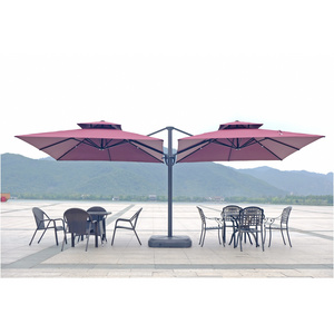 Twin Double-Sided Sunshade Garden Parasol Umbrella Aluminium Roman Double Umbrella