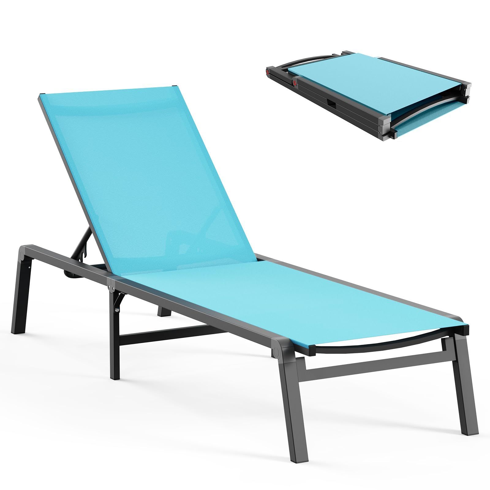 Outside Poolside Beach Sun Lounger Day Bed Aluminum Outdoor Furniture Sun Lounge Chair