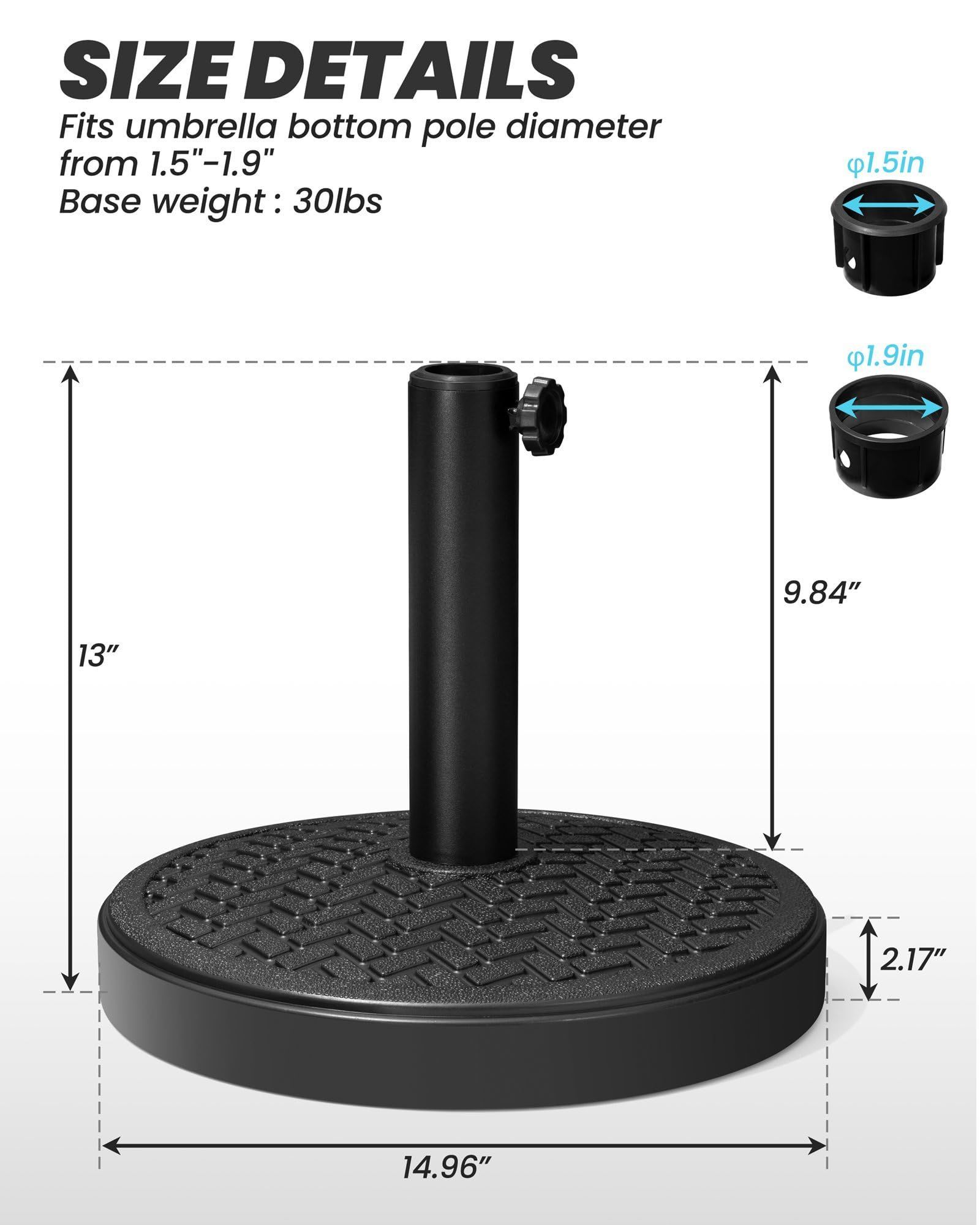 Black Patio Outdoor Market Umbrella Base Stand Hdpe Plastic Umbrella Cement Base