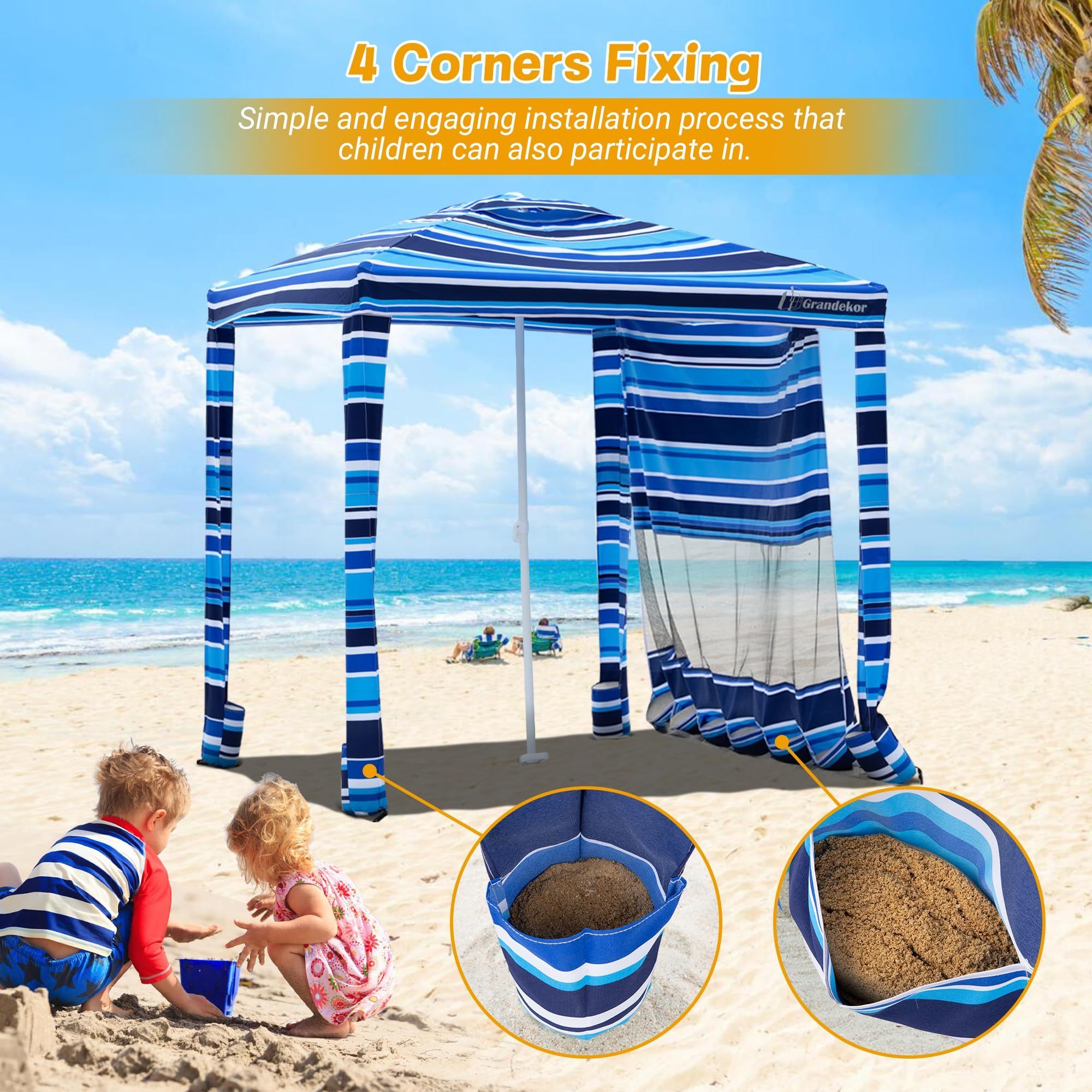 Wholesale Portable Square Shape Sunproof Waterproof Four Corner Tent Umbrella Outdoor Cool Beach Umbrella Cabana