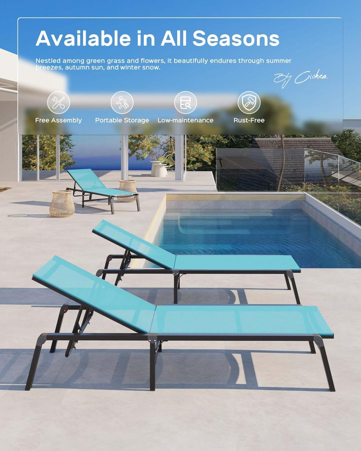 Outside Poolside Beach Sun Lounger Day Bed Aluminum Outdoor Furniture Sun Lounge Chair