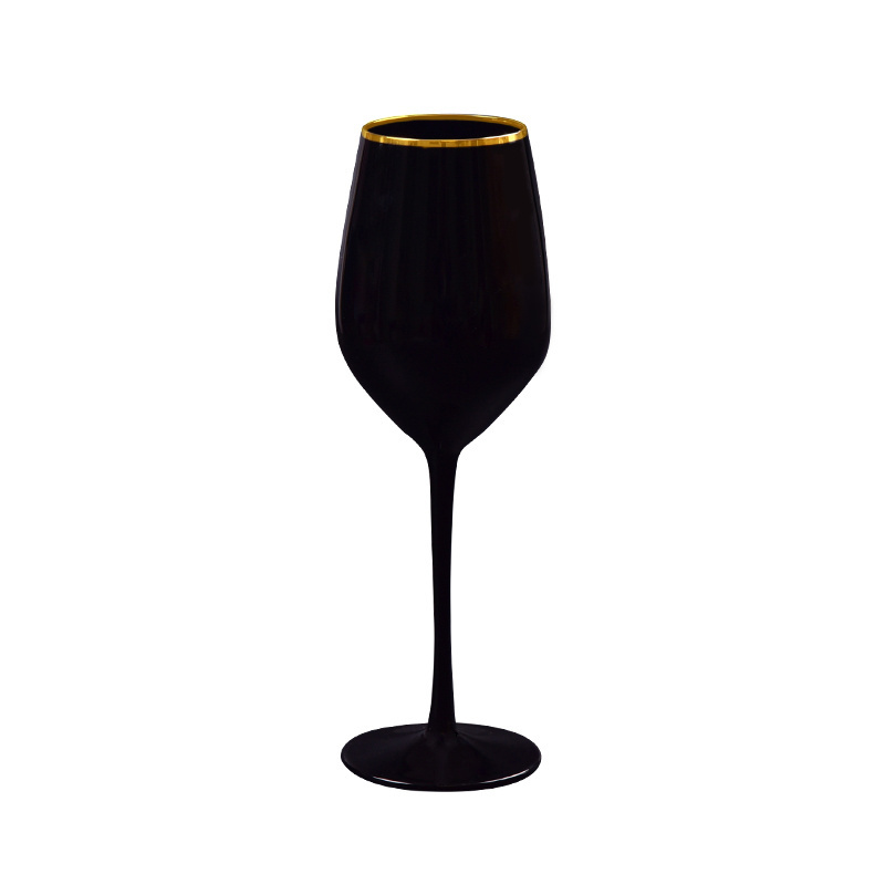 MEIZHILI Colored Wine Glasses Gold Champagne Crystal Lead Free Wedding Rimmed Black and White American Style 210-450ml