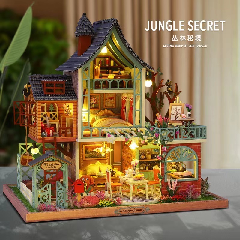 3D diy hand-assembled wooden miniature doll house mini model kit puzzle christmas gift toy for children