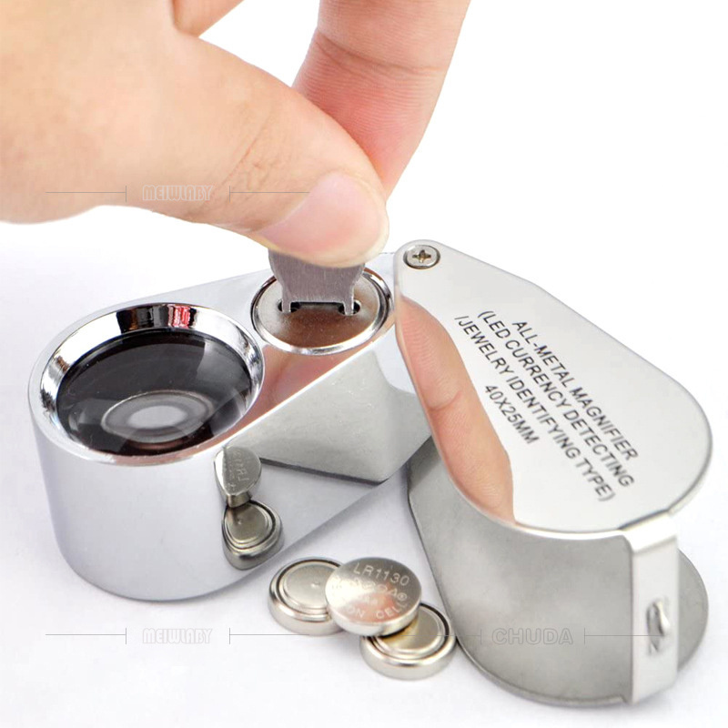 MEIWLABY 40X Currency Detecting Jewelry Magnifier With LED Light and UV Illumination for Close Work, Gardening, Kids, Stamp,lab