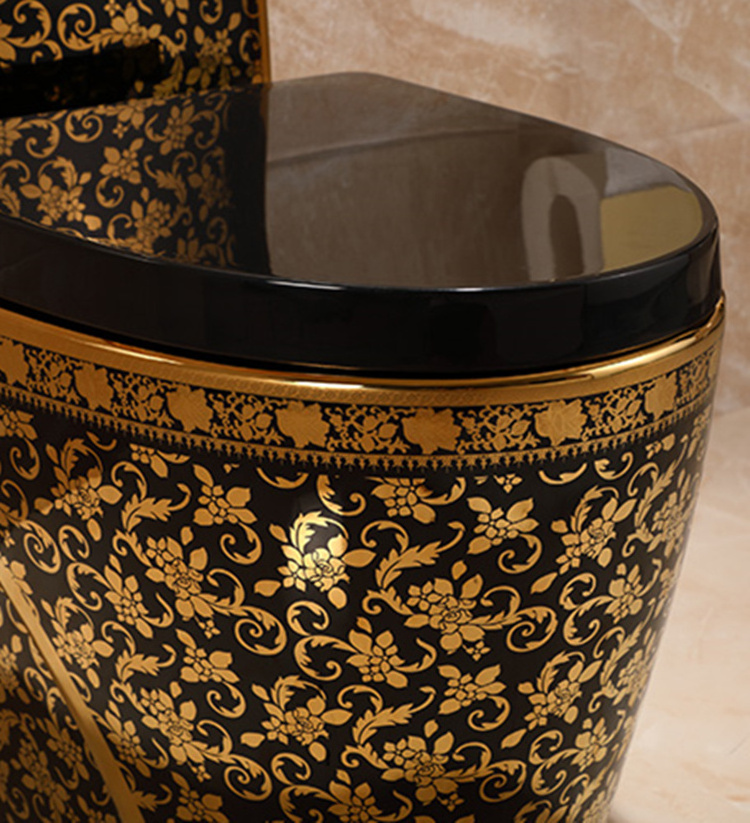 luxury sanitary ware bathroom ceramic black and gold toilets seat for sale