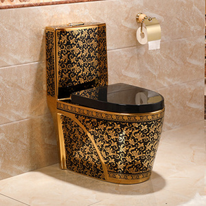 luxury sanitary ware bathroom ceramic black and gold toilets seat for sale