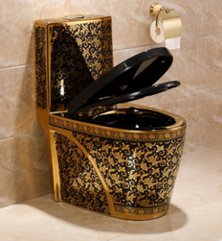 luxury sanitary ware bathroom ceramic black and gold toilets seat for sale