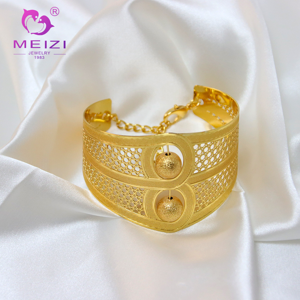 MEIZI Jewelry Italian Gold Designs Jewellery Set African Necklace Bangles Jewelry Sets 18k Gold Copper Women Jewelry Set