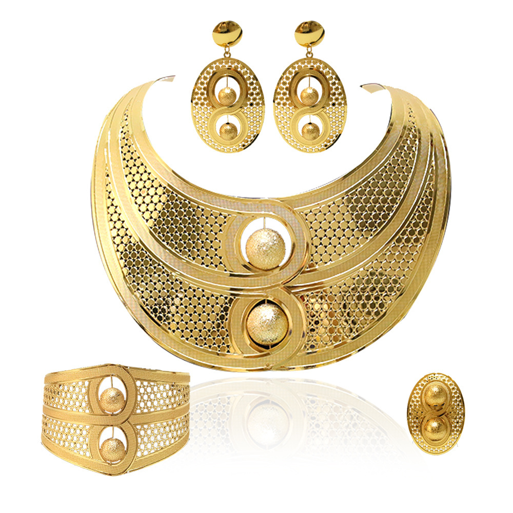 MEIZI Jewelry Italian Gold Designs Jewellery Set African Necklace Bangles Jewelry Sets 18k Gold Copper Women Jewelry Set