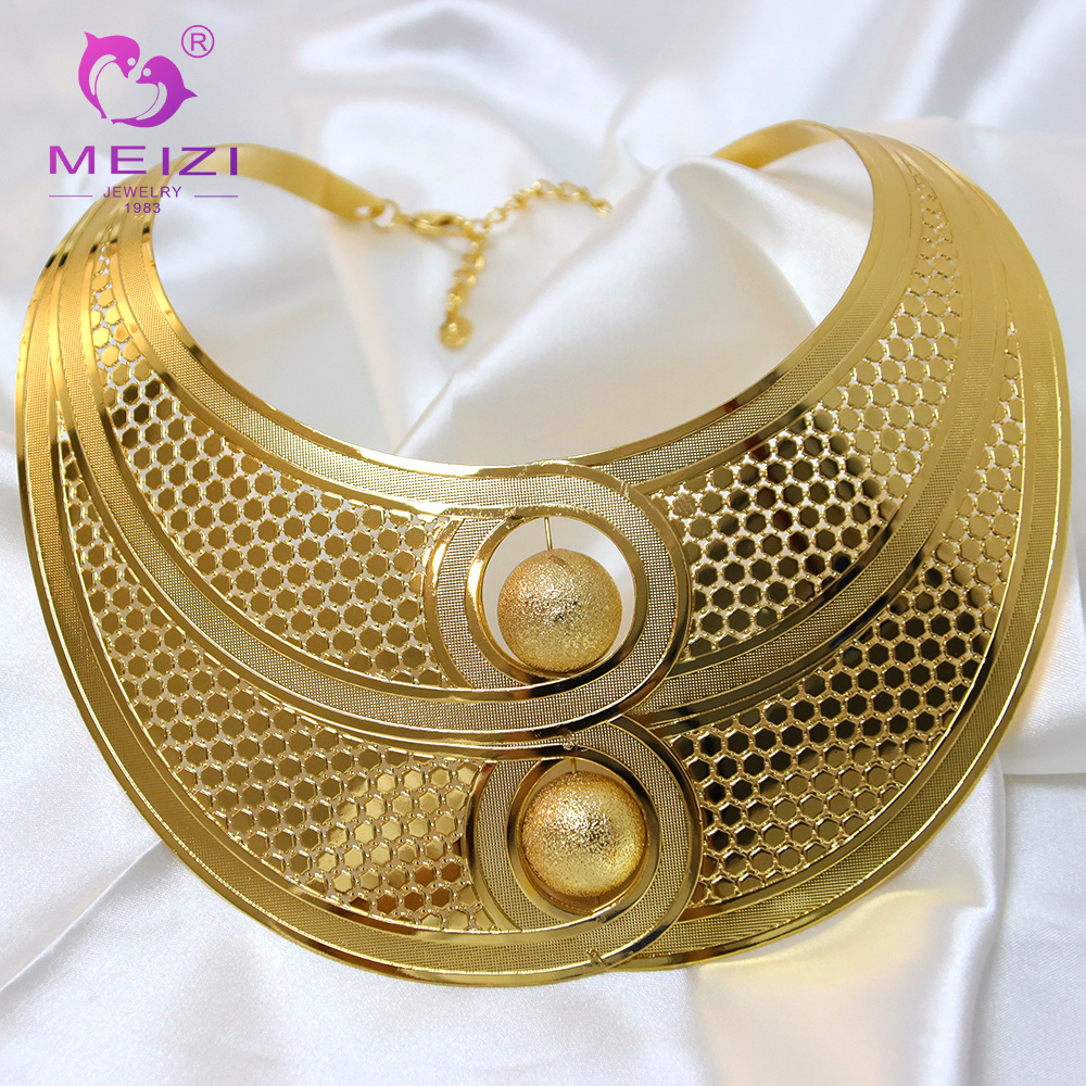 MEIZI Jewelry Italian Gold Designs Jewellery Set African Necklace Bangles Jewelry Sets 18k Gold Copper Women Jewelry Set