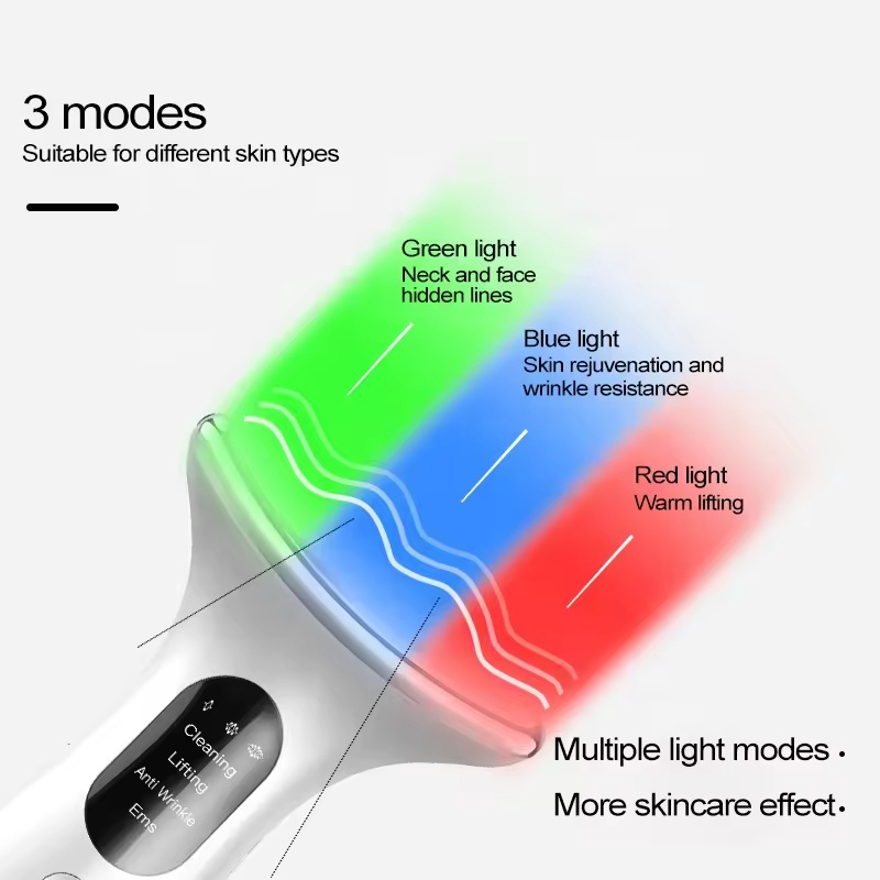 Ems Facial Massager Skin Tightening Facial Lifting Device Anti Aging 3 Colors Light Therapy Face And Neck Lifting Massager