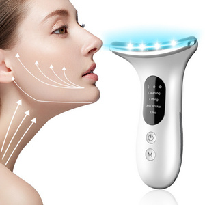 Ems Facial Massager Skin Tightening Facial Lifting Device Anti Aging 3 Colors Light Therapy Face And Neck Lifting Massager