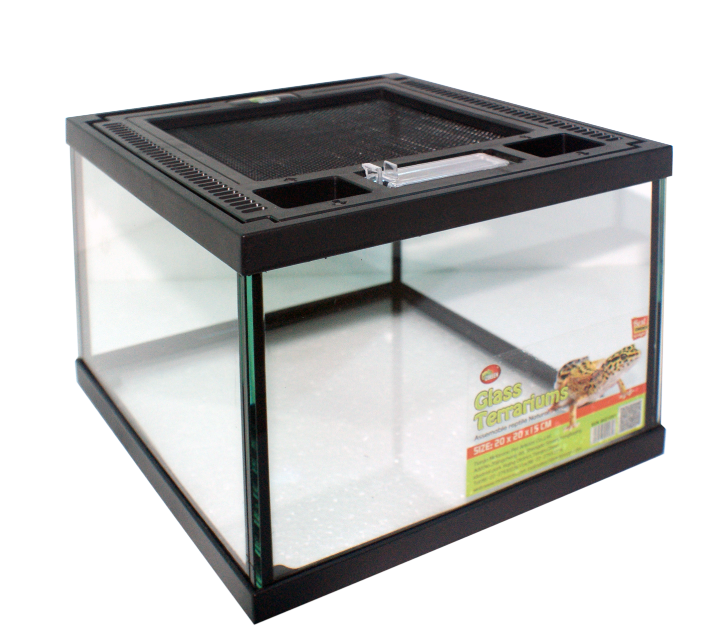 Glass terrarium push up with ventilation opening and feeding hole  for live reptiles bearded dragon, iguana