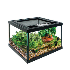 Glass terrarium push up with ventilation opening and feeding hole  for live reptiles bearded dragon, iguana