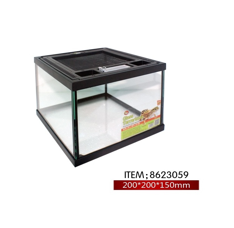 Glass terrarium push up with ventilation opening and feeding hole  for live reptiles bearded dragon, iguana