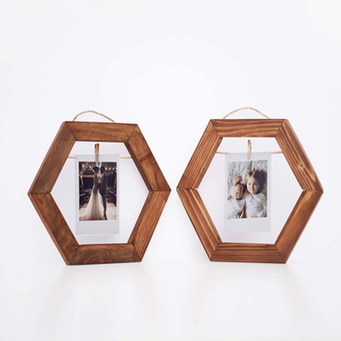 Hexagonal photo frame wall hanging decorative wooden picture frame