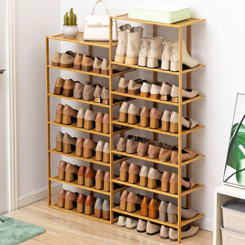 Tall wooden storage 50 pair shoe rack shelf