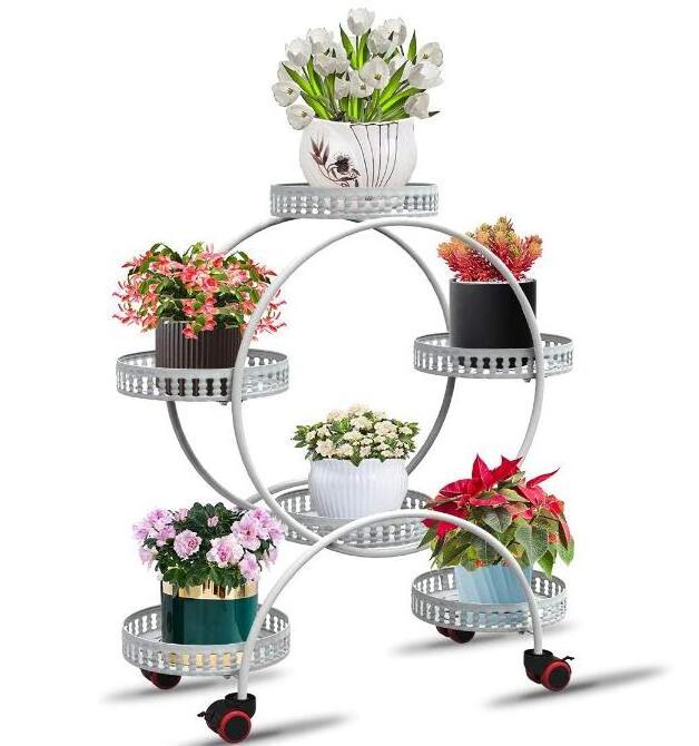 Wooden Flower Planter Wagon Pot Stand Outdoor decoration Rolling Wheels and Handle