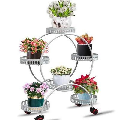 Wooden Flower Planter Wagon Pot Stand Outdoor decoration Rolling Wheels and Handle