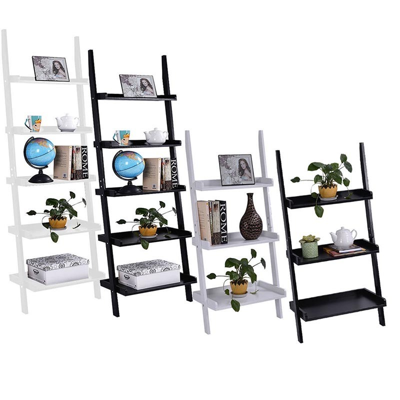 High Quality Wall Stand Ladder Shelving Unit 5 Tier Display Stand Book Shelf Wall Rack Storage