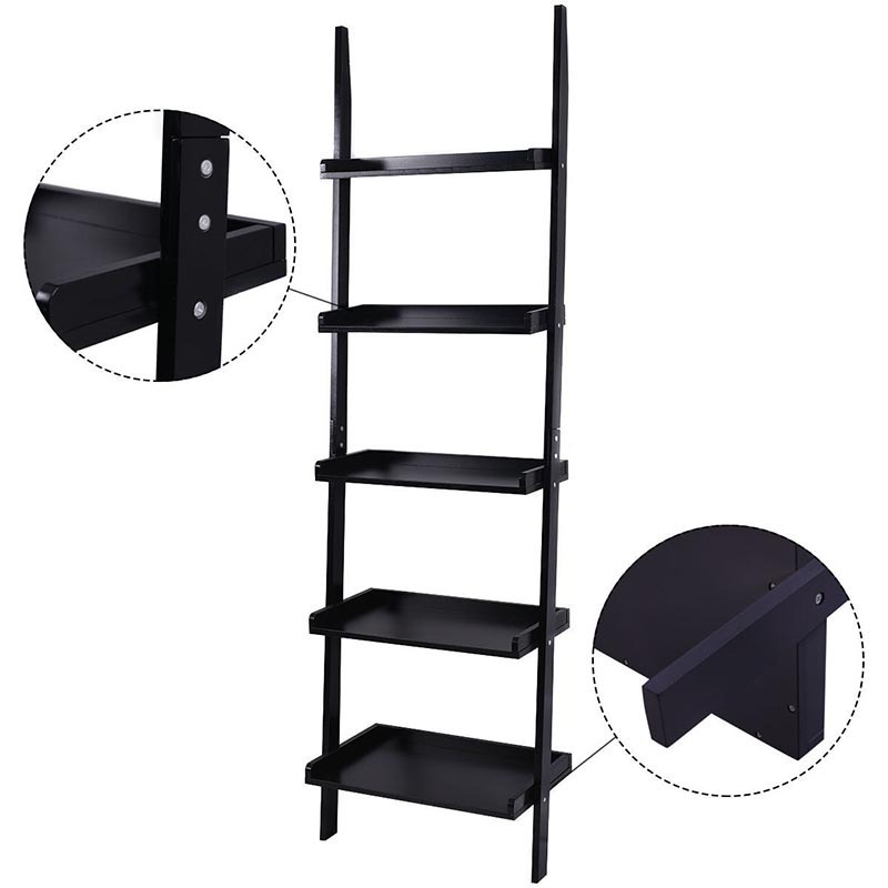 High Quality Wall Stand Ladder Shelving Unit 5 Tier Display Stand Book Shelf Wall Rack Storage