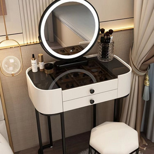 White Dressing Table with Stool and LED Lights with 5 Drawers and Mirror Dresser Furniture Dresser Makeup Table