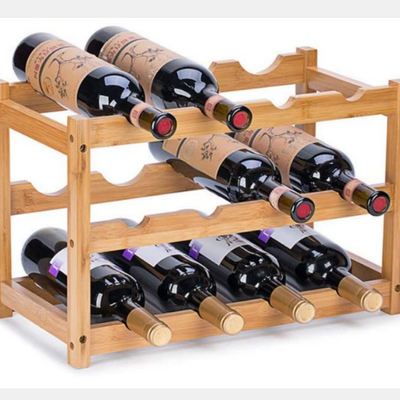 Walnut color rustic solid wall mounted wine rack wood with 6 Glass Rack Storage Tray Table Top 4 Bottle Holder