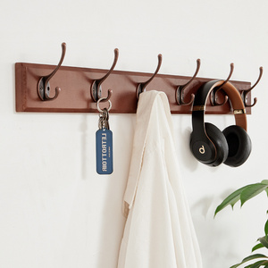 Rack with Shelf Walnut Wall Mounted Hooks Wood Piano Hanger Flip Down Wall Hook Rack Holder