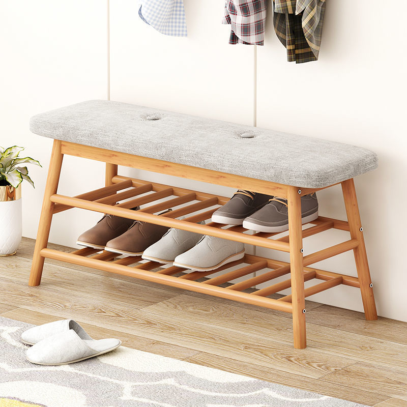 Shoe Bench Shoe Rack for Entryway, Metal Frame, Leather Bench Seat