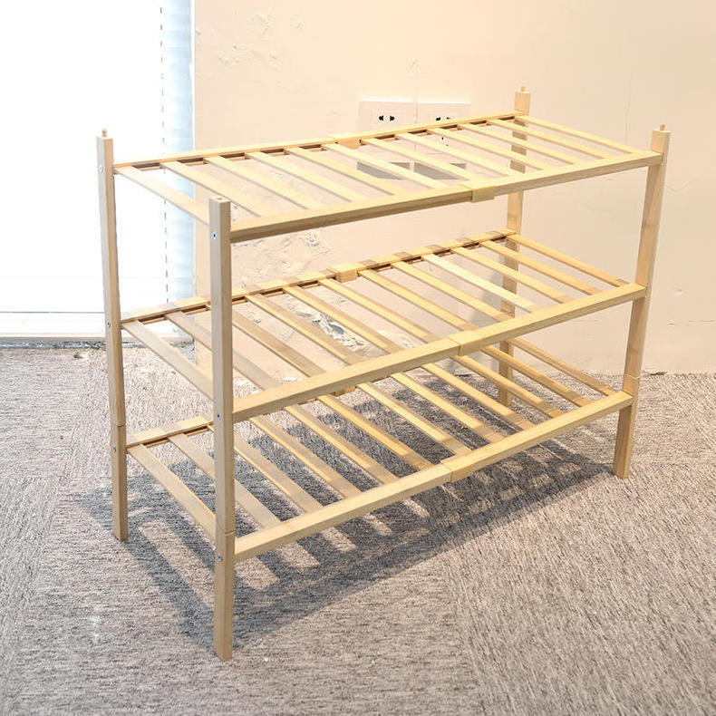 Customized Wood Shoes Rack Economical Dust-proof Shoe Cabinet Bamboo Shelf