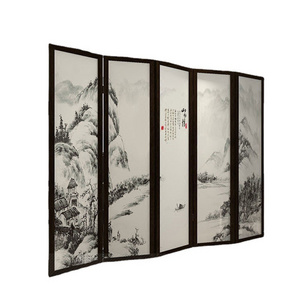 Waterproof Printed Canvas Folding Screens Structure Canvas Flexible Room Dividers Partition Printed Multi-functional SPA Art