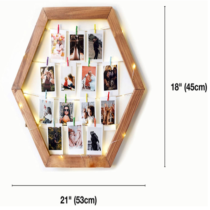 Hexagonal photo frame wall hanging decorative wooden picture frame