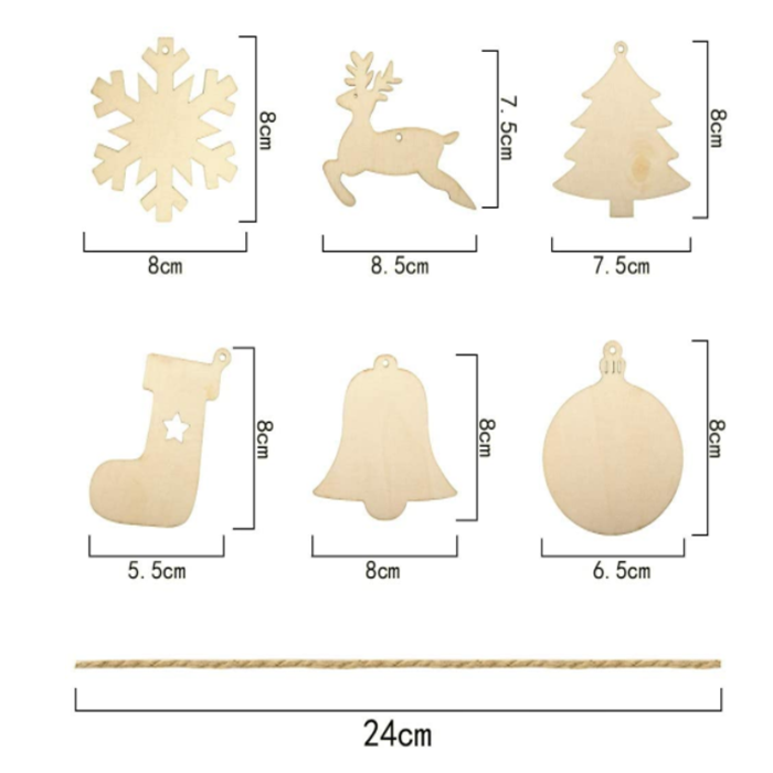 Christmas Wooden Gnome Cutouts Slices Unfinished Blank Wood Hanging Ornaments with Ropes for Christmas Tree DIY Craft Making