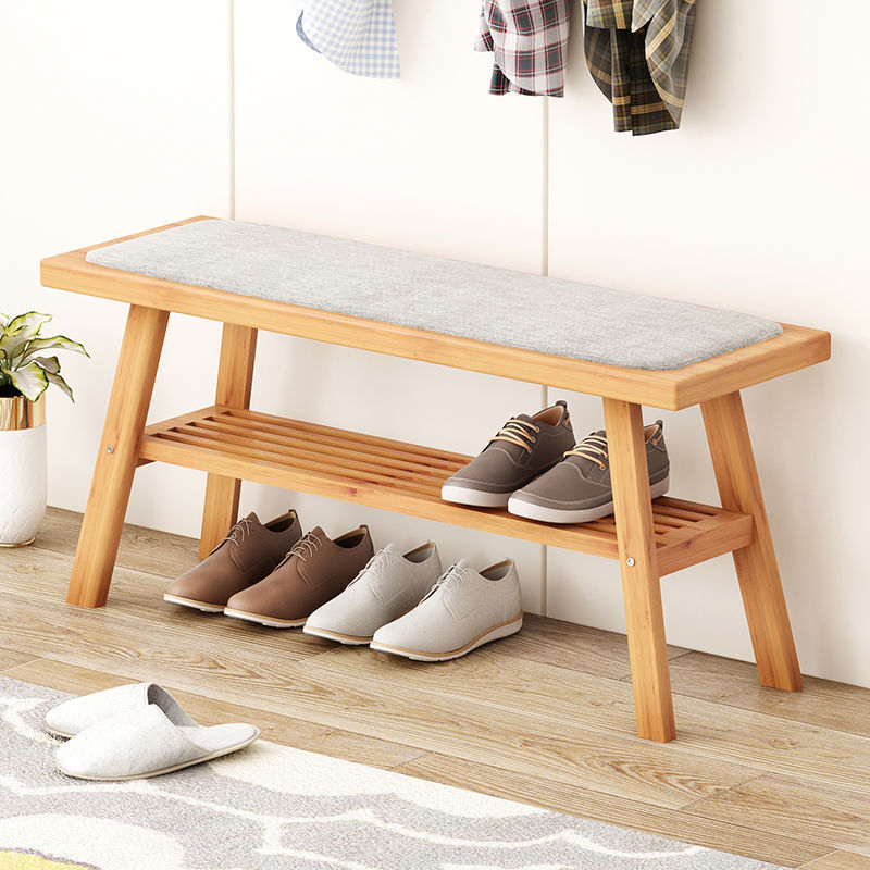 Shoe Bench Shoe Rack for Entryway, Metal Frame, Leather Bench Seat