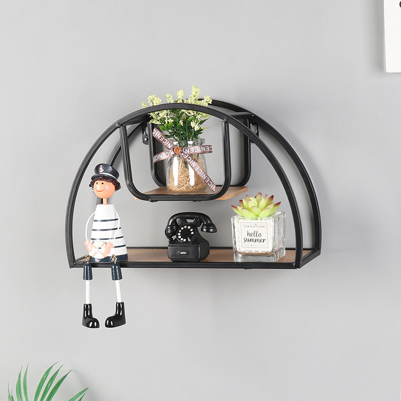 Black Round Plant Flower Stand Hanging Wall Mount Shelf For Home Decor Wall Decoration