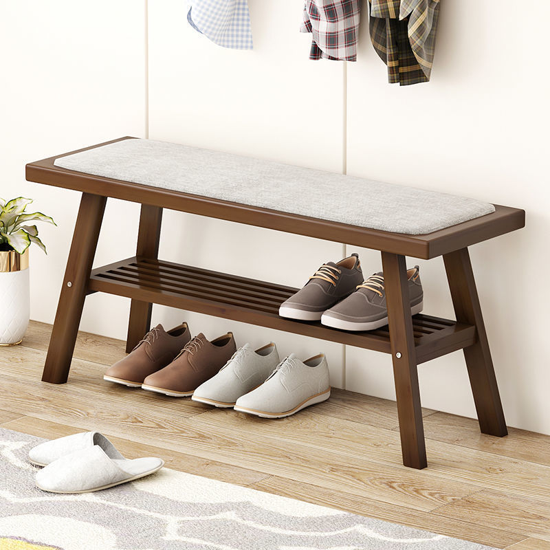 Shoe Bench Shoe Rack for Entryway, Metal Frame, Leather Bench Seat