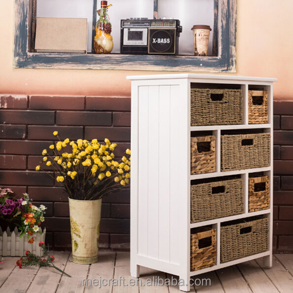 New elements solid wood cabinets and straw baskets kitchen bedroom 6 drawers wardrobe clothes drawer storage cabinet