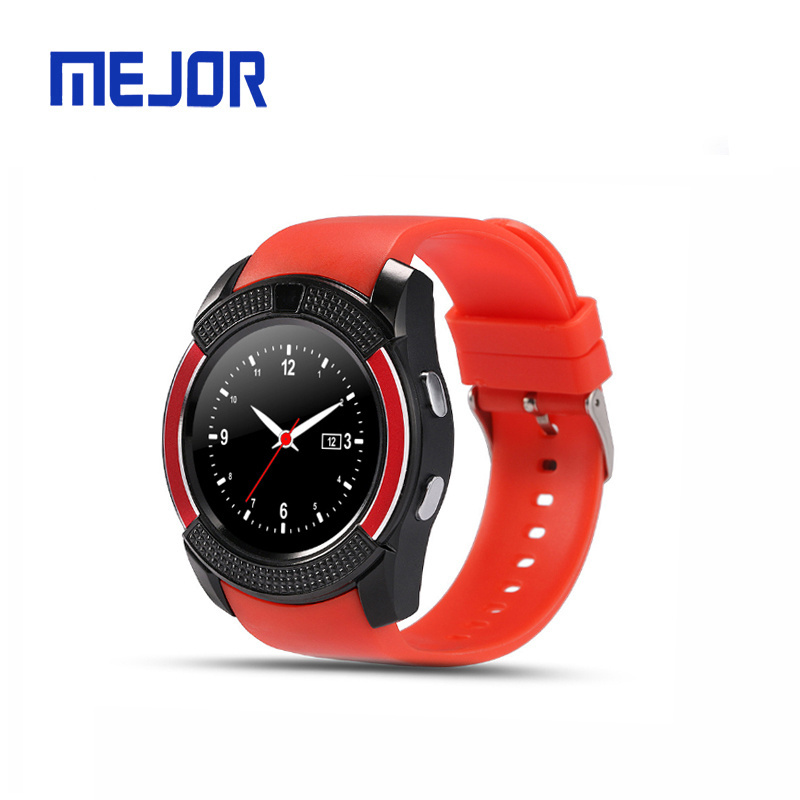 Man use mobile phone watches V8 rubber sports wrist band 3G card Fitness tracker 4G SIM smart watch