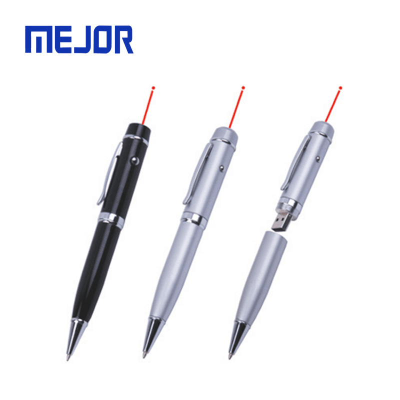 LED red lazer pointer pens 8G metal Thumb drive 128g gift Ballpoint Flash disk 16g Laser usb Pen