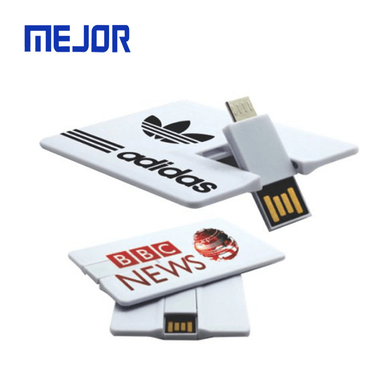 2mm Credit Card shape pen drive 16GB i-easy use 2 in 1 business flash disk 2.0 micro OTG usb card