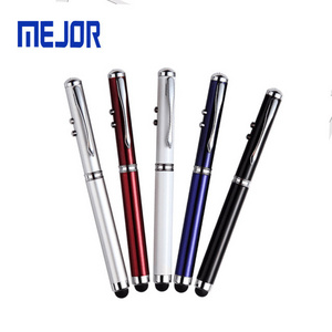 Red lazer pointer metal usb pens 4 in1 touch screen ball-pen white LED Pluma PPT laser stylus pen