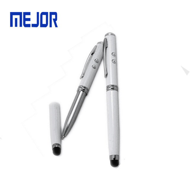 Red lazer pointer metal usb pens 4 in1 touch screen ball-pen white LED Pluma PPT laser stylus pen