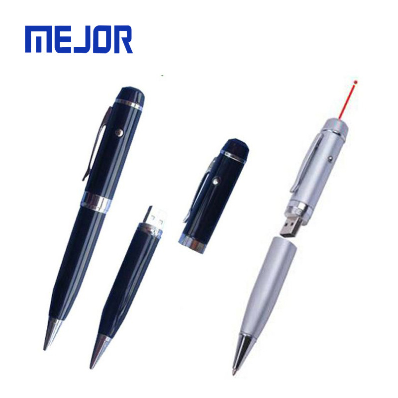 LED red lazer pointer pens 8G metal Thumb drive 128g gift Ballpoint Flash disk 16g Laser usb Pen