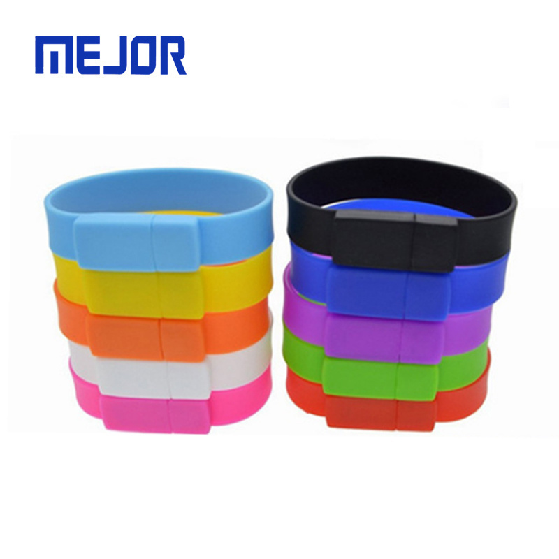 32G rubber Pen drive 16G flash disk OEM smart band 4G wristband 8 Color Silicone USB Bracelet