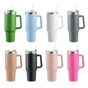 Portable 40 OZ Stainless Steel Coffee Mug Insulated Spill Proof Cold Hot Water Cup Car Thermal Tumbler With Silicone Handle  Lid