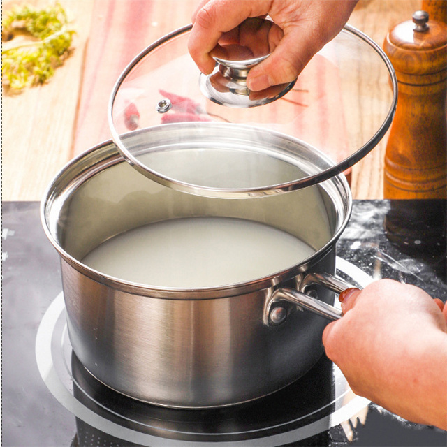 B1011 Hot Sell Custom 3 PCS Stainless Steel Cooking Pot Set Cookware With Lid Soup Milk Cooking Pots And Pans