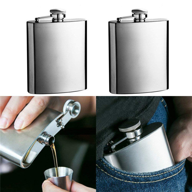 J539 Custom 2 4 6 8oz Alcohol Whisky Wine Pot Portable personalized Hip Flask Set Gift Box Outdoor Stainless Steel Hip Flasks